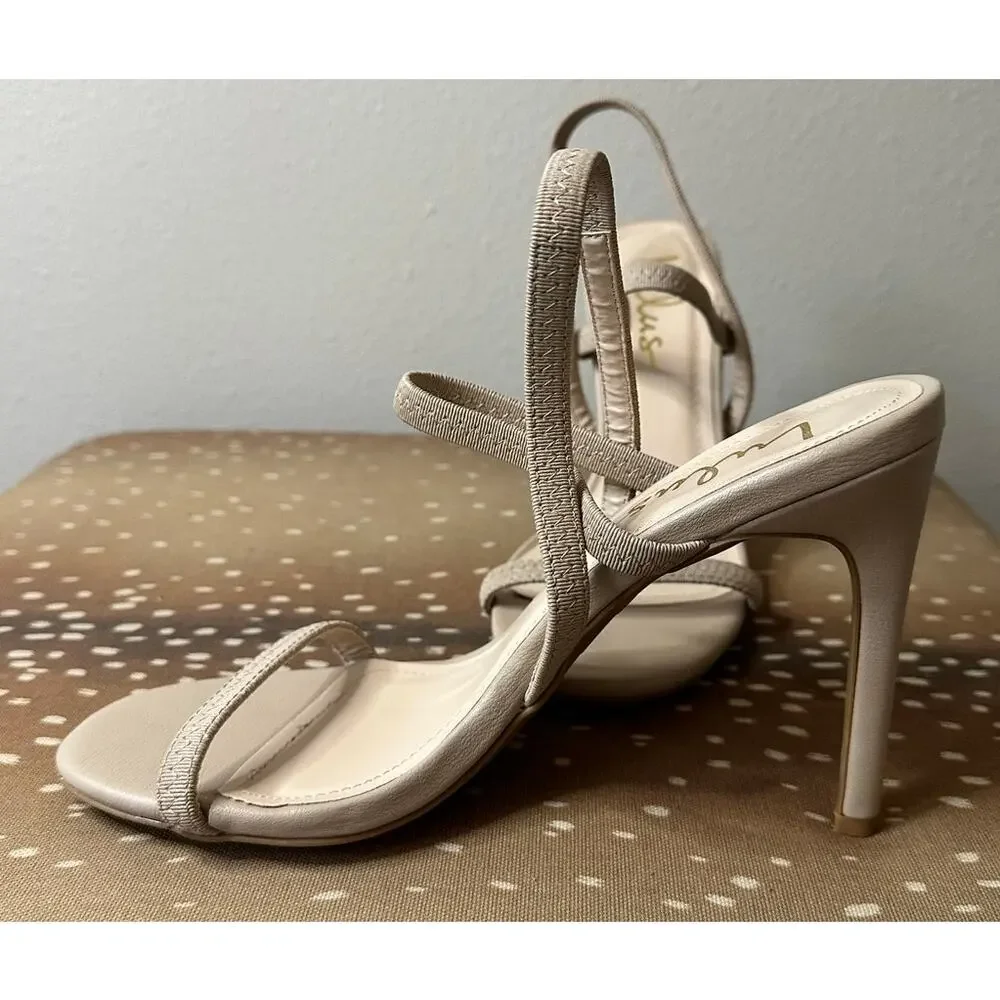 NWOT LULUS Babie Light Nude Strappy High Heel Sandals Size 7.5